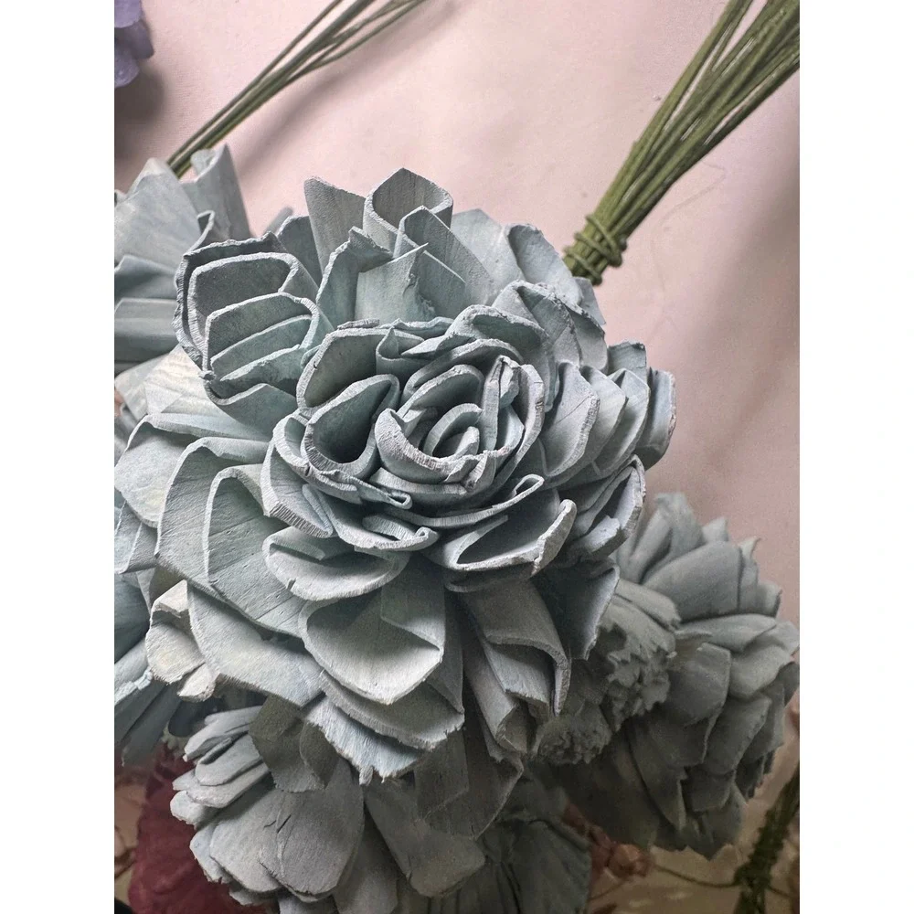 Sola Wood Flower Lot 64pc Assorted Colors Roses Zinnias DIY Wedding Craft Decor